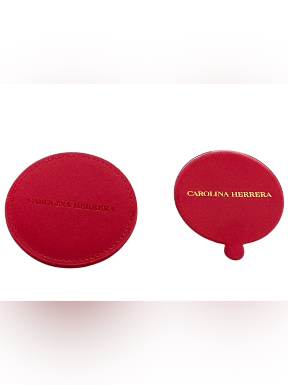 Carolina Herrera Red Leather Compact Mirror Duo Case
